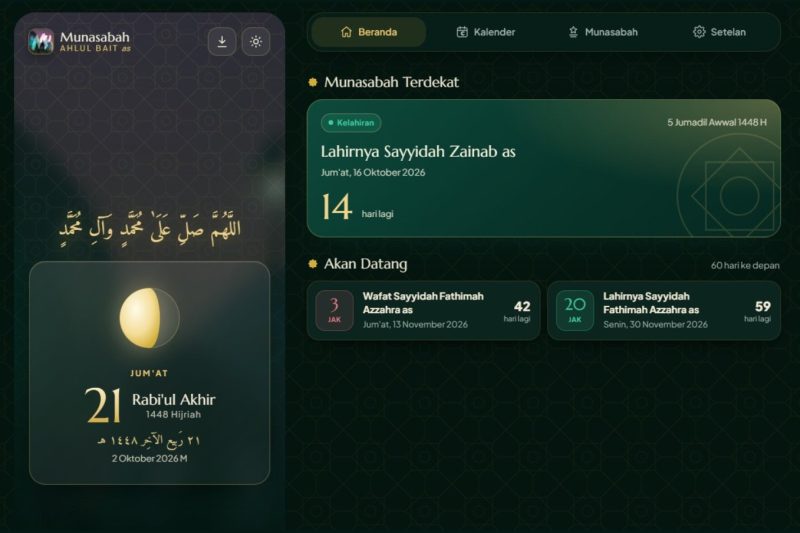 Aplikasi Web Kalender Munasabah Ahlul Bait