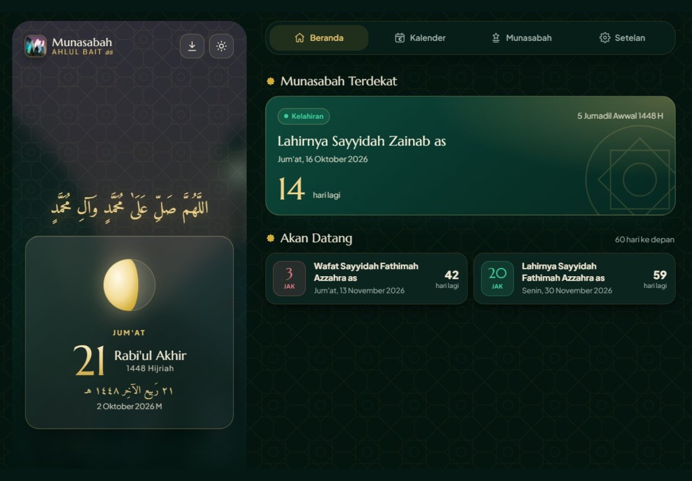 Aplikasi Web Kalender Munasabah Ahlul Bait